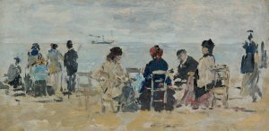 Scene De Plage by Eugene Boudin Oil Painting