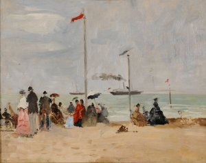 Sur la plage de Trouville by Eugene Boudin Oil Painting