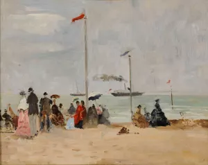 Sur la plage de Trouville by Eugene Boudin Oil Painting