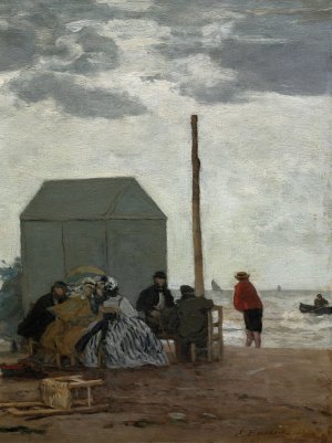 The Beach at Deauville by Eugene Boudin Oil Painting