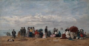 The Beach at Trouville by Eugene Boudin Oil Painting