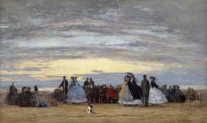 The Beach at Villerville by Eugene Boudin Oil Painting