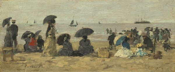 The Beach  by Eugene Boudin - Hand-Painted Oil Painting Reproduction