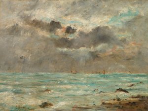 The Coast at Trouville by Eugene Boudin Oil Painting