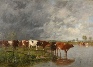 Troupeau s'abreuvant by Eugene Boudin Oil Painting