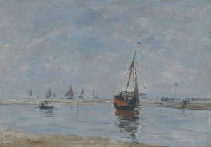 Trouville at Low Tide by Eugene Boudin Oil Painting