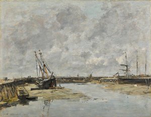 Trouville, les jetees, maree basse by Eugene Boudin Oil Painting