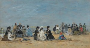Trouville, Scene De Plage by Eugene Boudin Oil Painting