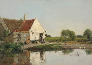 Un coin de ferme aux environs de Dunkerque by Eugene Boudin Oil Painting