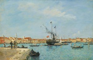 Venise, Le Grand Canal, Vapeurs Et Gondoles by Eugene Boudin Oil Painting