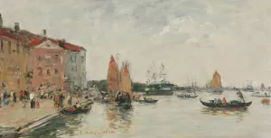 Venise; le quai et l'eglise San Biagio by Eugene Boudin Oil Painting