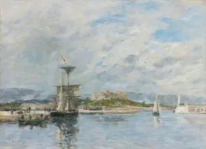 Vue Du Port D'antibes. Le Quai, Le Matin by Eugene Boudin Oil Painting