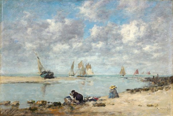 Washerwoman near Trouville by Eugene Boudin - Hand-Painted Oil Painting Reproduction