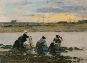 Washerwomen by the River by Eugene Boudin Oil Painting