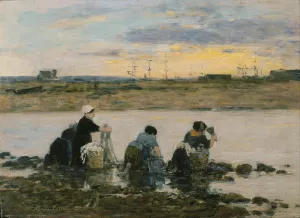 Washerwomen by the River by Eugene Boudin Oil Painting
