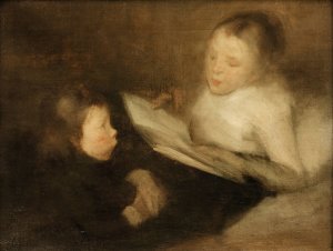 A Nice Tale by Eugene Carriere Oil Painting