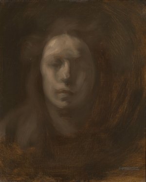 Girl with her Hair Down by Eugene Carriere Oil Painting