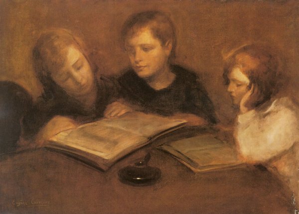 Main Product Photo of Girls Reading Painting by Eugene Carriere