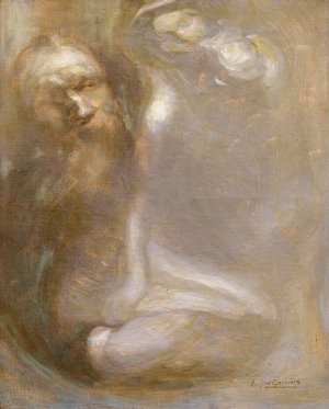Rodin modelling a Sculpture by Eugene Carriere Oil Painting