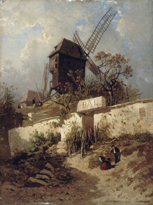 Le Moulin de la Galette a Montmartre by Eugene Ciceri Oil Painting