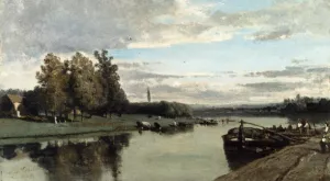 L'ile d'Allegre at Bougival painting by Eugene Ciceri