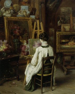 In The Artists Studio by Eugene Claude Oil Painting