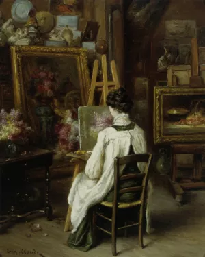 In The Artists Studio by Eugene Claude - Oil Painting Reproduction