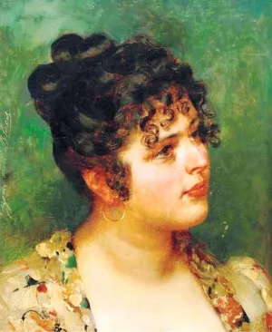 A Coy Look painting by Eugene De Blaas
