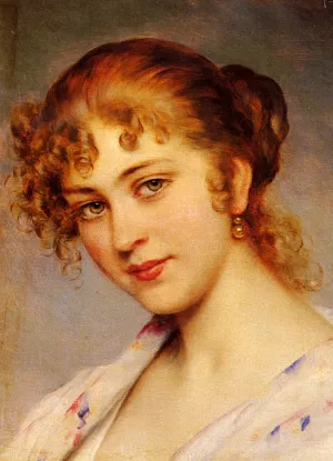 A Portrait Of A Young Lady by Eugene De Blaas Oil Painting