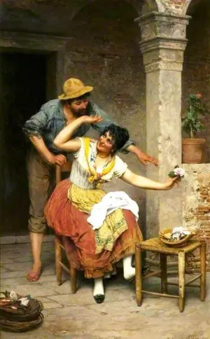 A Venetian Courtship by Eugene De Blaas - Oil Painting Reproduction