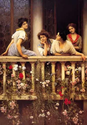 Balcony by Eugene De Blaas - Oil Painting Reproduction