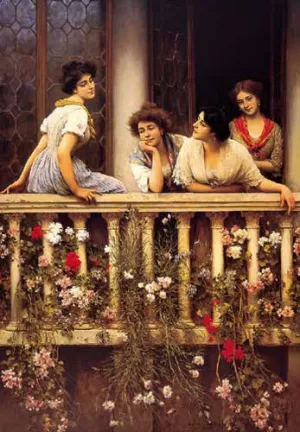 Balcony painting by Eugene De Blaas