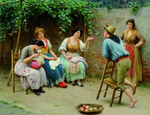Conversation by Eugene De Blaas Oil Painting