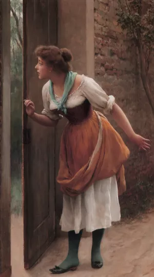 Die Lauscherin by Eugene De Blaas Oil Painting