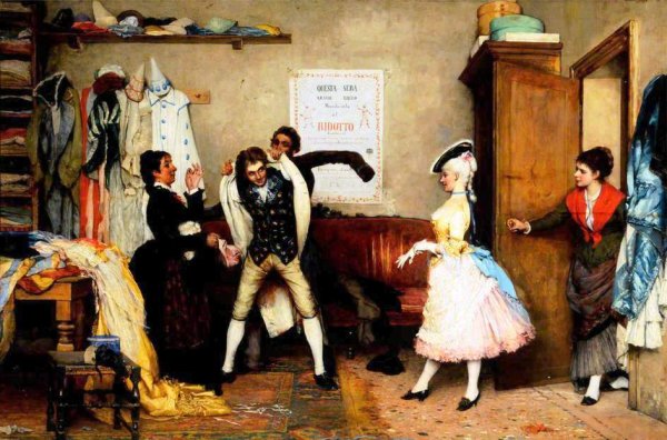 Dressing for the Masquerade by Eugene De Blaas - Hand-Painted Oil Painting Reproduction