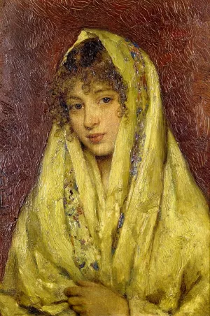 Girl in a Yellow Shawl painting by Eugene De Blaas