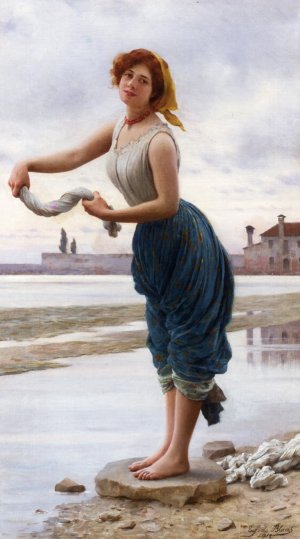 La Lavandiere by Eugene De Blaas Oil Painting