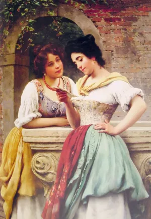 Shared Correspondance by Eugene De Blaas Oil Painting