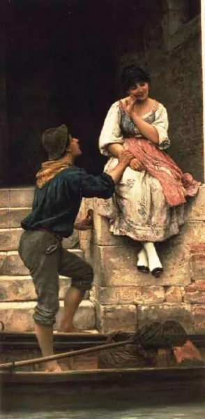 The Fisherman's Wooing by Eugene De Blaas Oil Painting