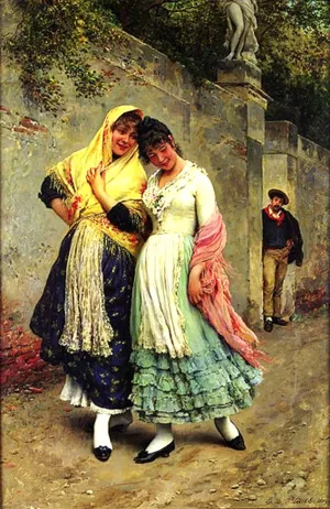 The Flirtation by Eugene De Blaas - Oil Painting Reproduction