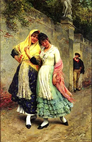 The Flirtation by Eugene de Blaas Oil Painting