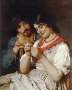 The Seamstress by Eugene De Blaas - Oil Painting Reproduction