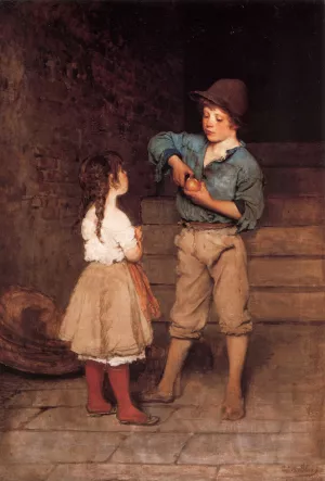 Two Children by Eugene De Blaas - Oil Painting Reproduction