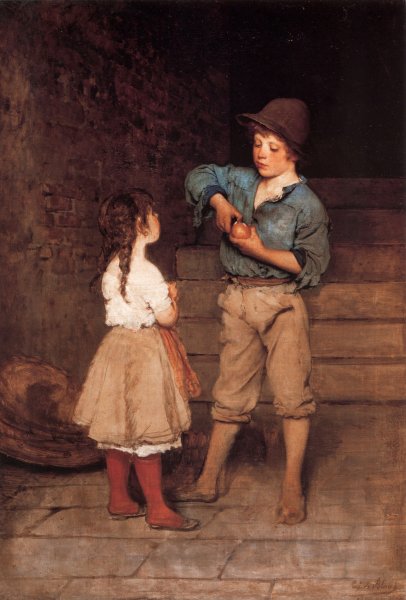 Main Product Photo of Two Children Painting by Eugene De Blaas