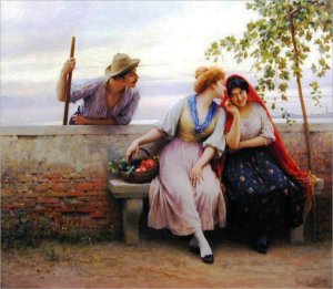 Venetian Chat by Eugene De Blaas Oil Painting