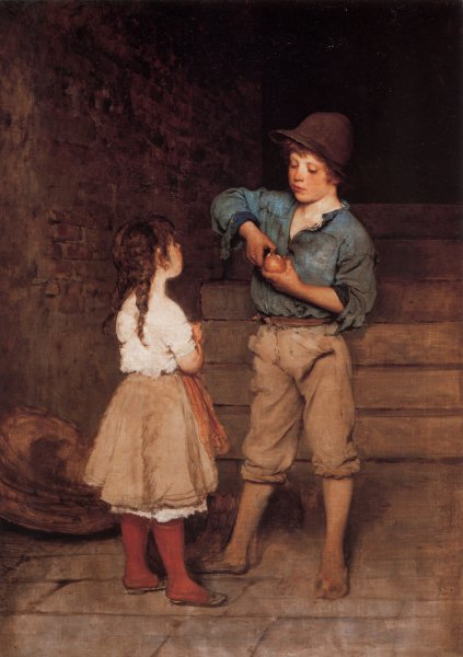 Zwei Kinder by Eugene De Blaas - Hand-Painted Oil Painting Reproduction