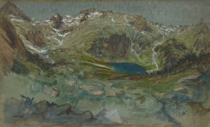 View of the Lac d'Espingo and the Cirque d'Espingo in the Pyrenees by Eugene-Emmanuel Viollet-Le-Duc Oil Painting