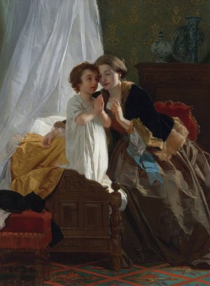 Bedtime Prayer by Eugene-Ernest Hillemacher Oil Painting