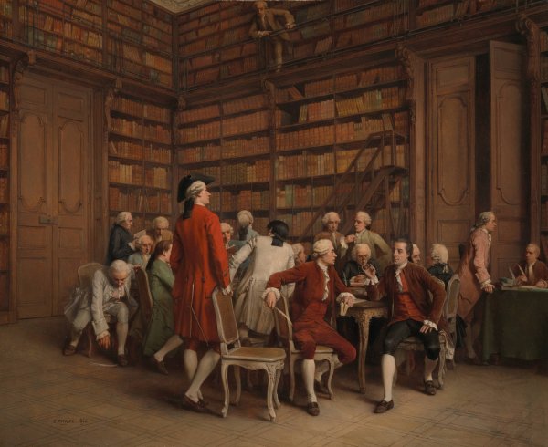 The Encyclopaedists in the King's Library  by Eugene Fichel - Hand-Painted Oil Painting Reproduction
