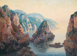 Calanques Near Bougie In Algeria by Eugene-Francois-Adolphe Deshayes Oil Painting